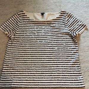 J. Crew Sequin Boxy Black and White Blouse